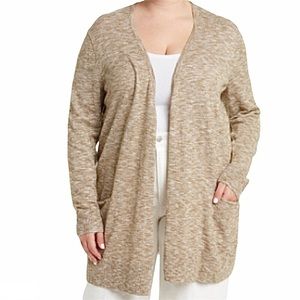 Madewell Ryder Olive Green Marled Open Front Long Length Cardigan Sweater 1X